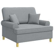 Fauteuil lichtgrijs stof met kussens 116x100x92 cm