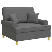 Fauteuil donkergrijs stof met kussens