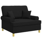 Fauteuil zwart stof met kussens
