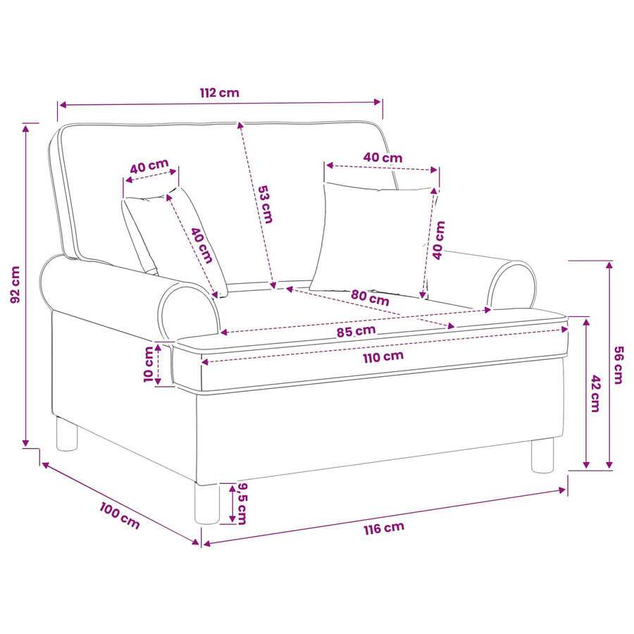 Fauteuil met kussens Zwart Stof