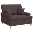 Fauteuil 116x100x92 cm donkerbruin stof met kussens