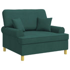 Fauteuil donkergroen met 2 kussens 116x100x92 cm