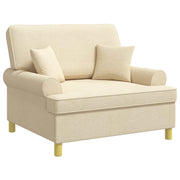 Fauteuil crèmekleurig stof met kussens 116x100x92 cm