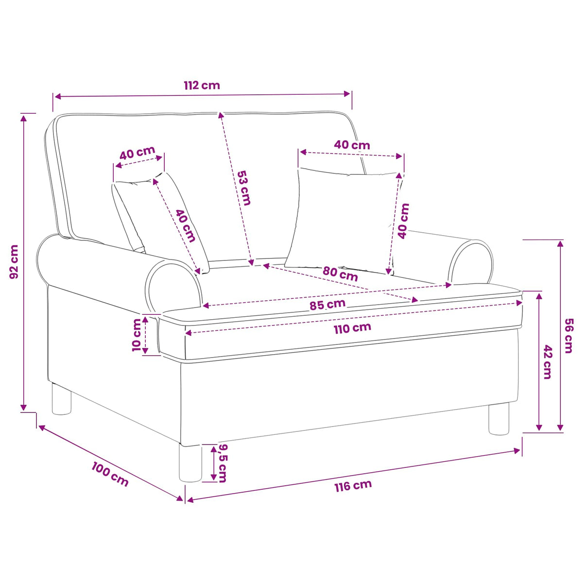 XXL fauteuil met kussens Wit Stof