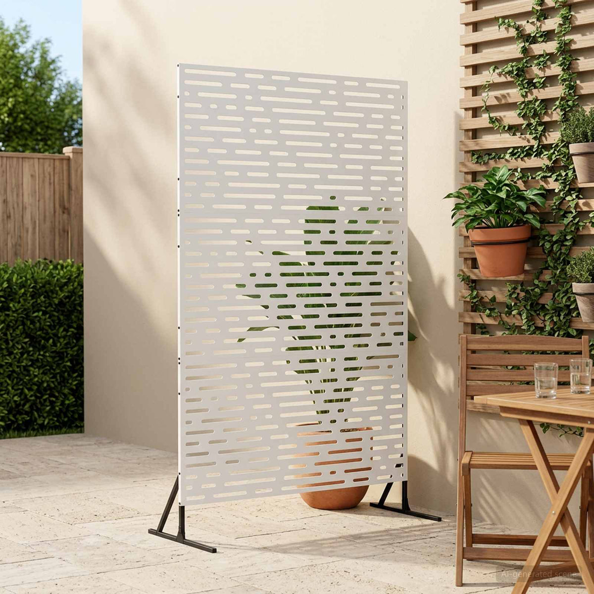 Privacyscherm 100 x 50 x 180 cm Staal Wit