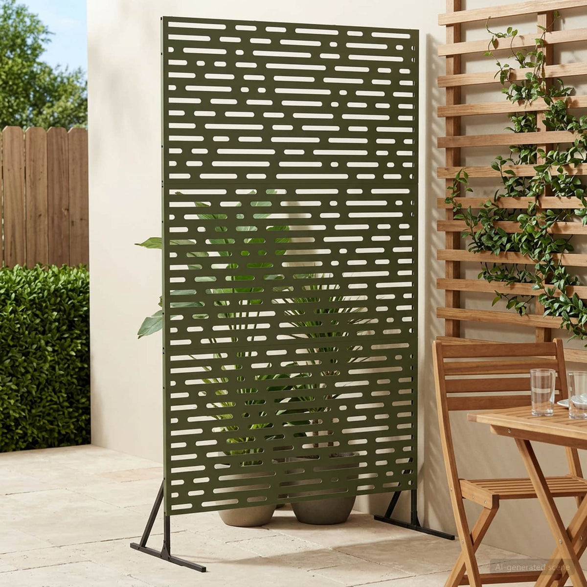 Privacyscherm 100 x 50 x 180 cm Staal Olijfgroen