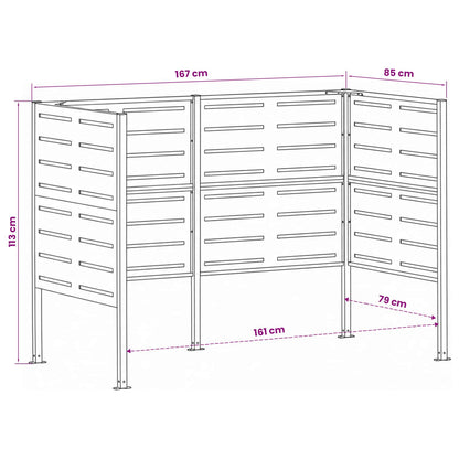 Afvalcontainer scherm 167 x 85 x 113 cm Staal Zwart
