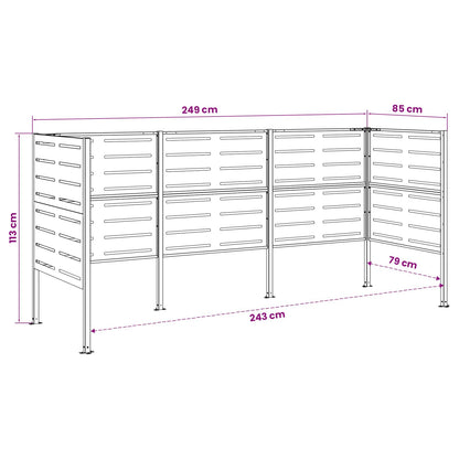 Afvalcontainer scherm 249 x 85 x 113 cm Staal Zwart