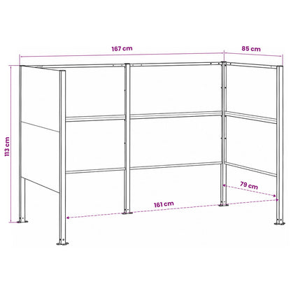 Afvalcontainer scherm 167 x 85 x 113 cm Staal Antraciet