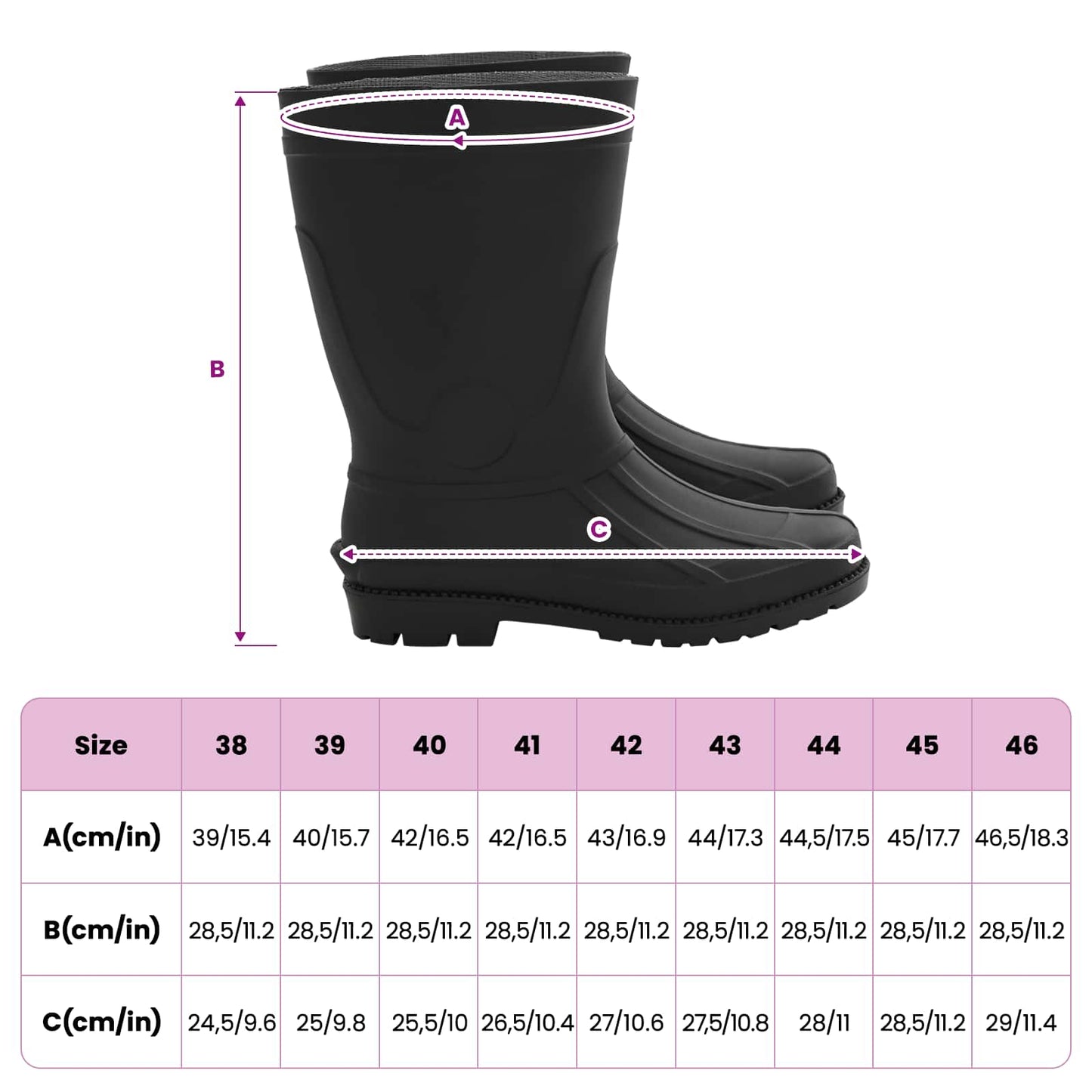 Regenlaarzen PVC Maat 40 Zwart