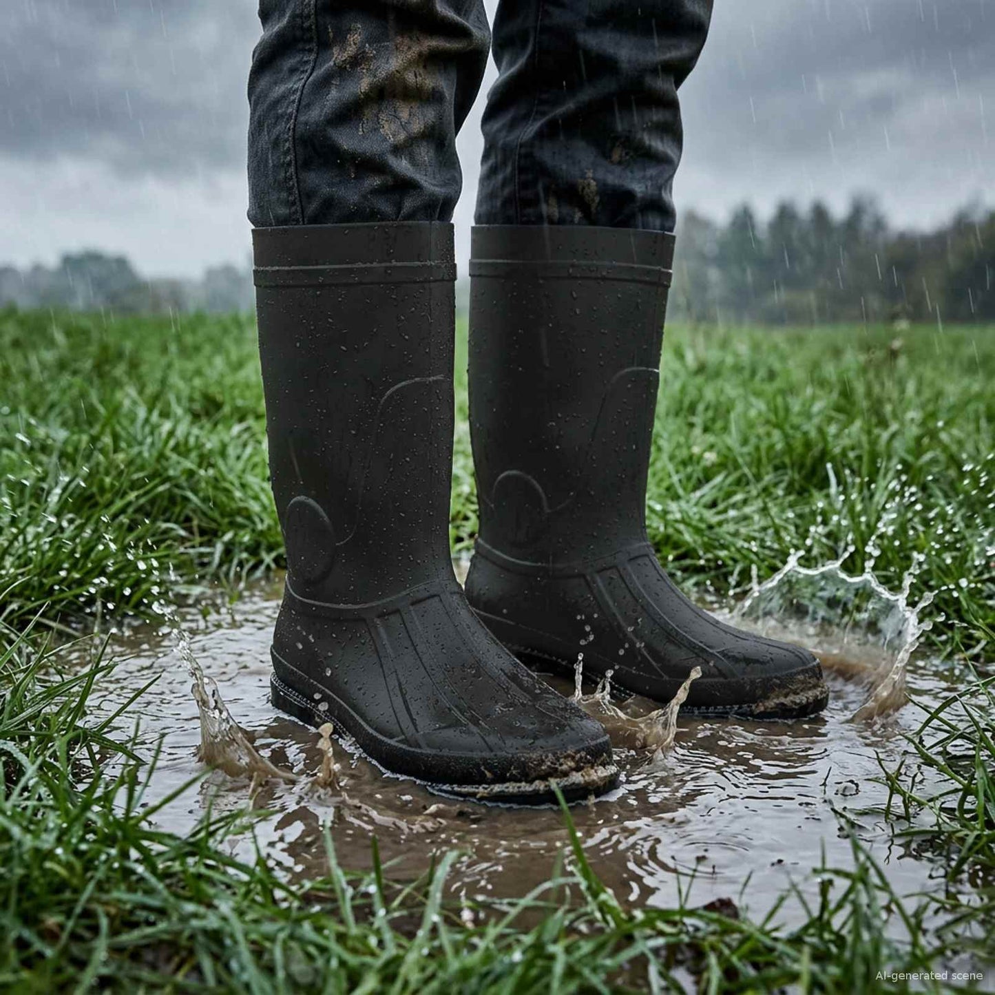 Regenlaarzen PVC Maat 46 Zwart
