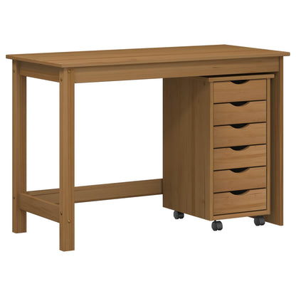 Bureau en rollende kast set met lade MOSS 2 pcs HoningBruin