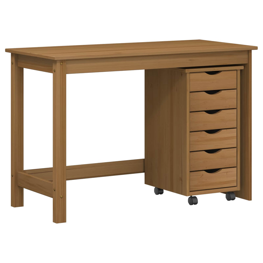 Bureau en rollende kast set met lade MOSS 2 pcs HoningBruin