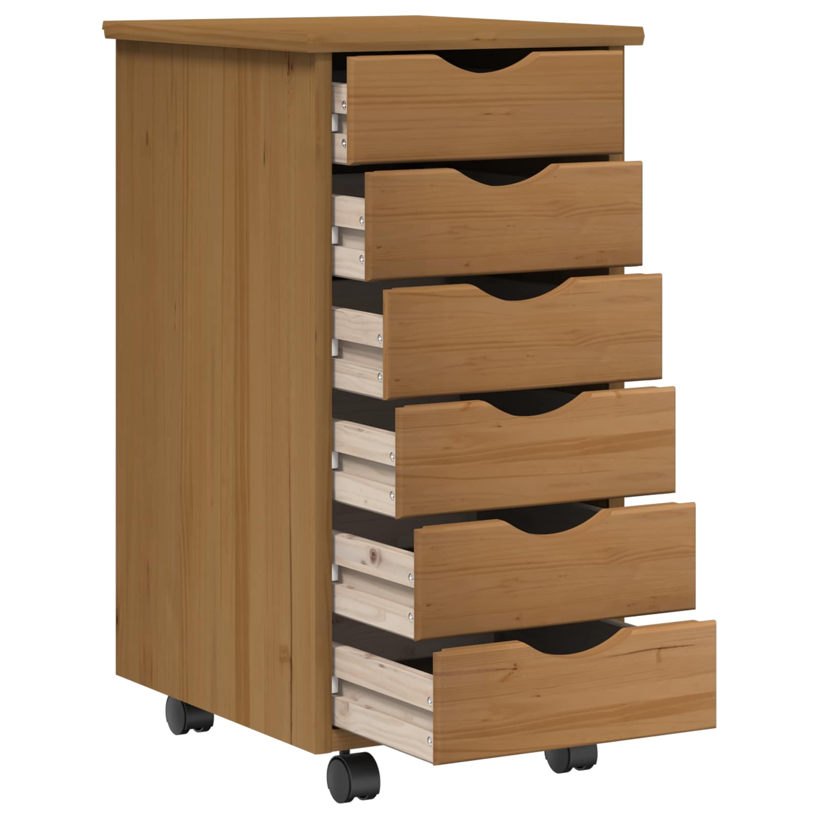 Bureau en rollende kast set met lade MOSS 2 pcs HoningBruin