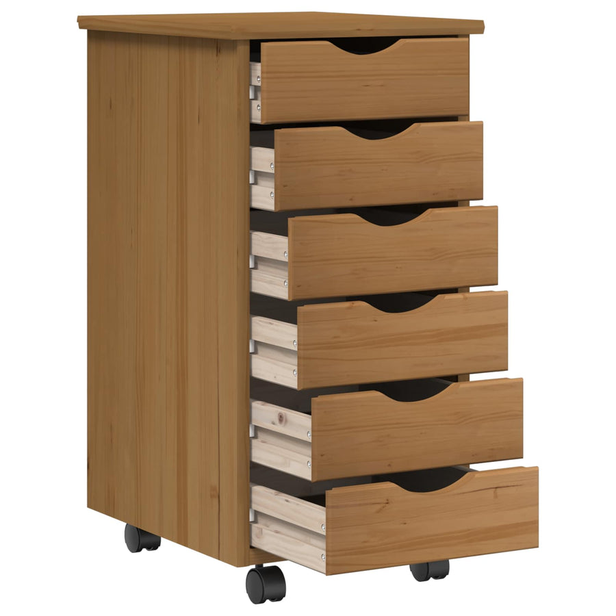 Bureau en rollende kast set met lade MOSS 2 pcs HoningBruin