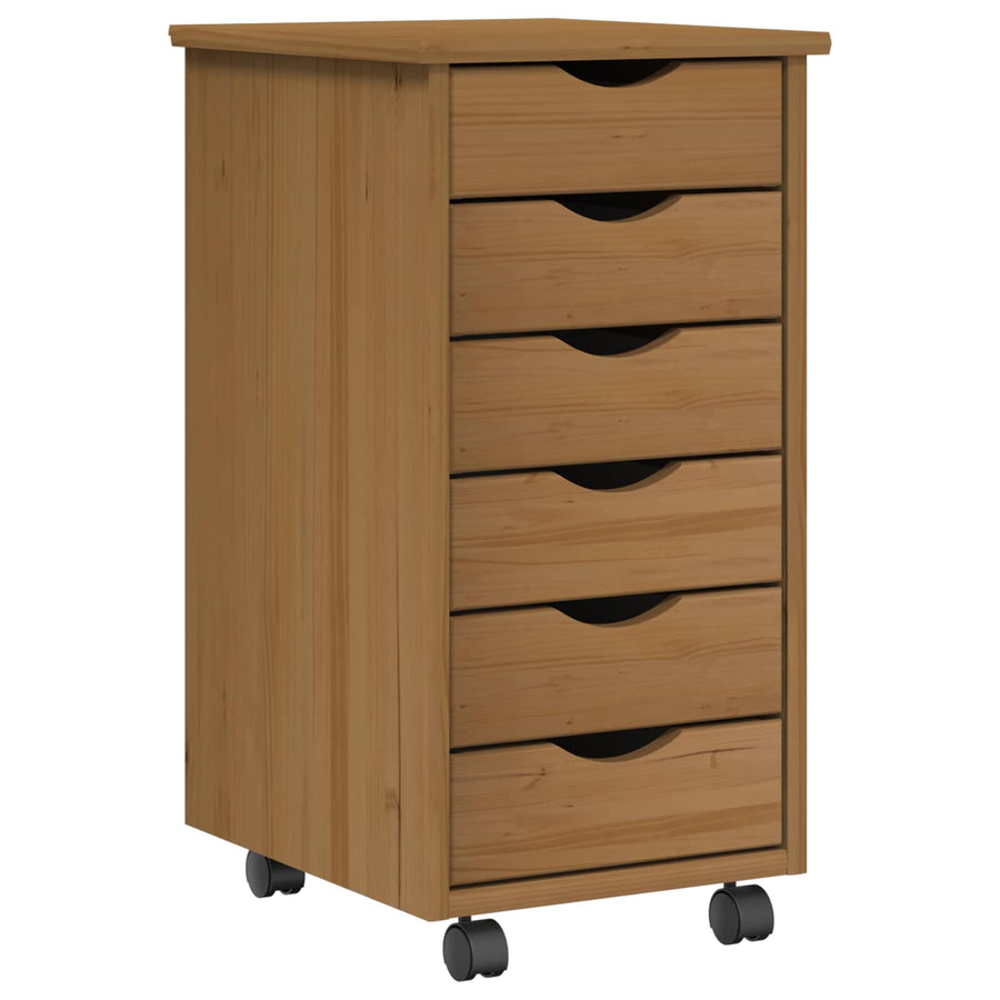 Bureau en rollende kast set met lade MOSS 2 pcs HoningBruin