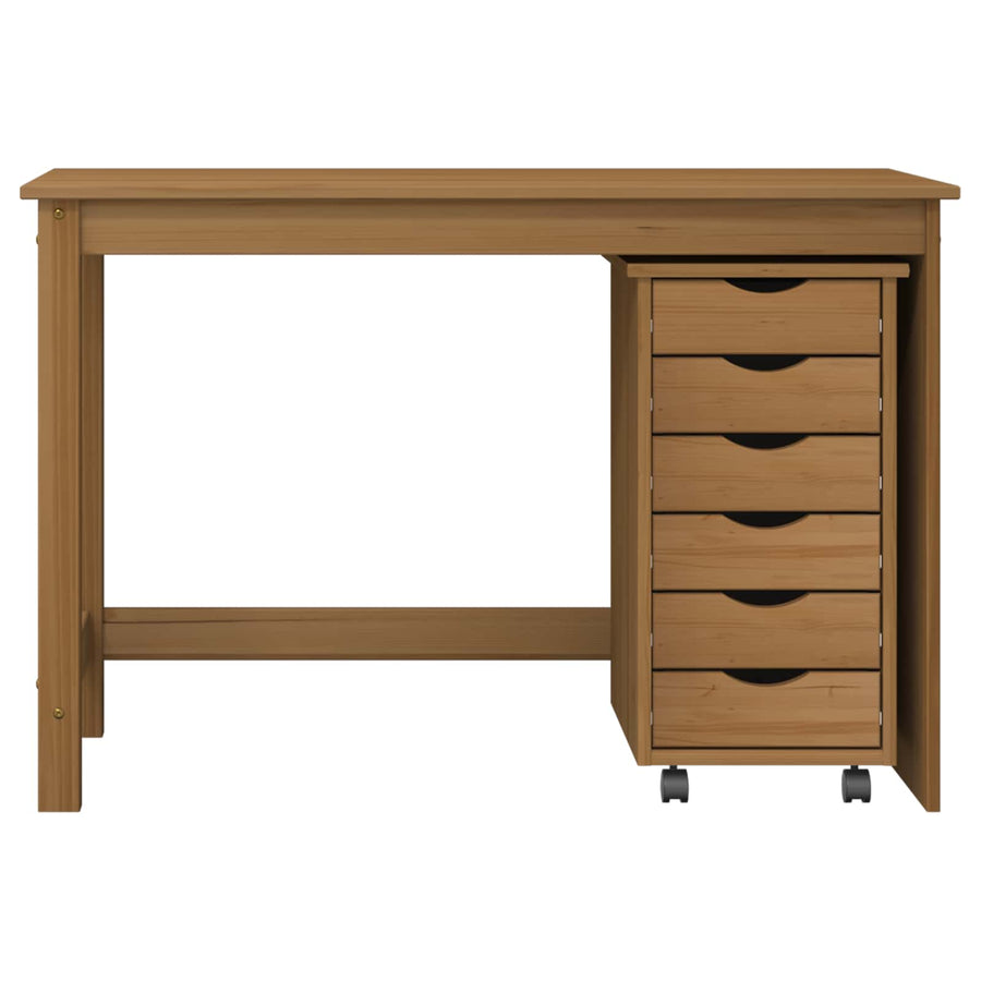 Bureau en rollende kast set met lade MOSS 2 pcs HoningBruin