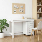 Bureau en rollende kast set massief grenenhout wit