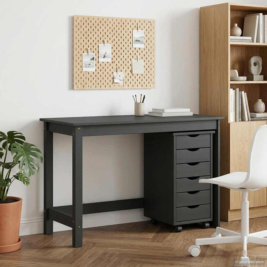 Bureau en rollende kast set MOSS 2 pcs Grijs