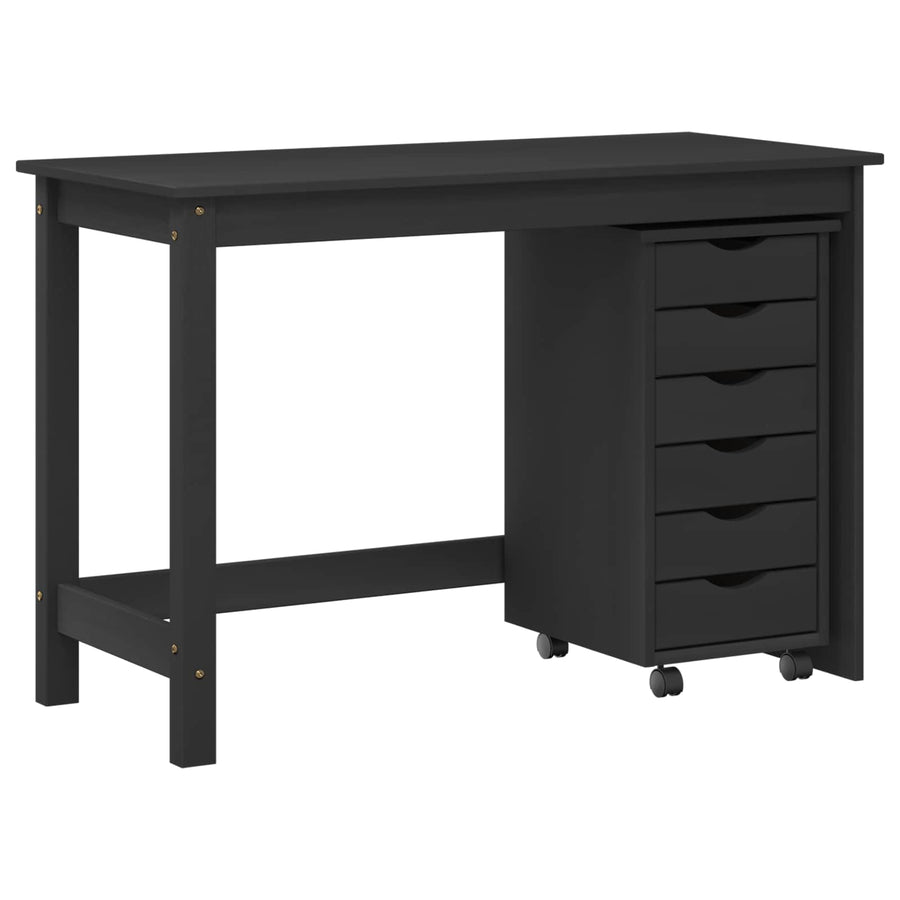 Bureau en rollende kast set MOSS 2 pcs Zwart