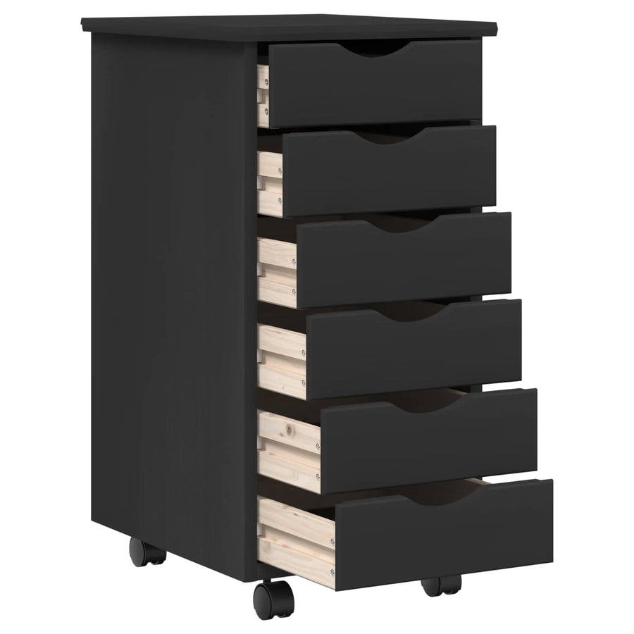 Bureau en rollende kast set MOSS 2 pcs Zwart