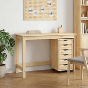 Bureau en rollende kast set massief grenenhout bruin