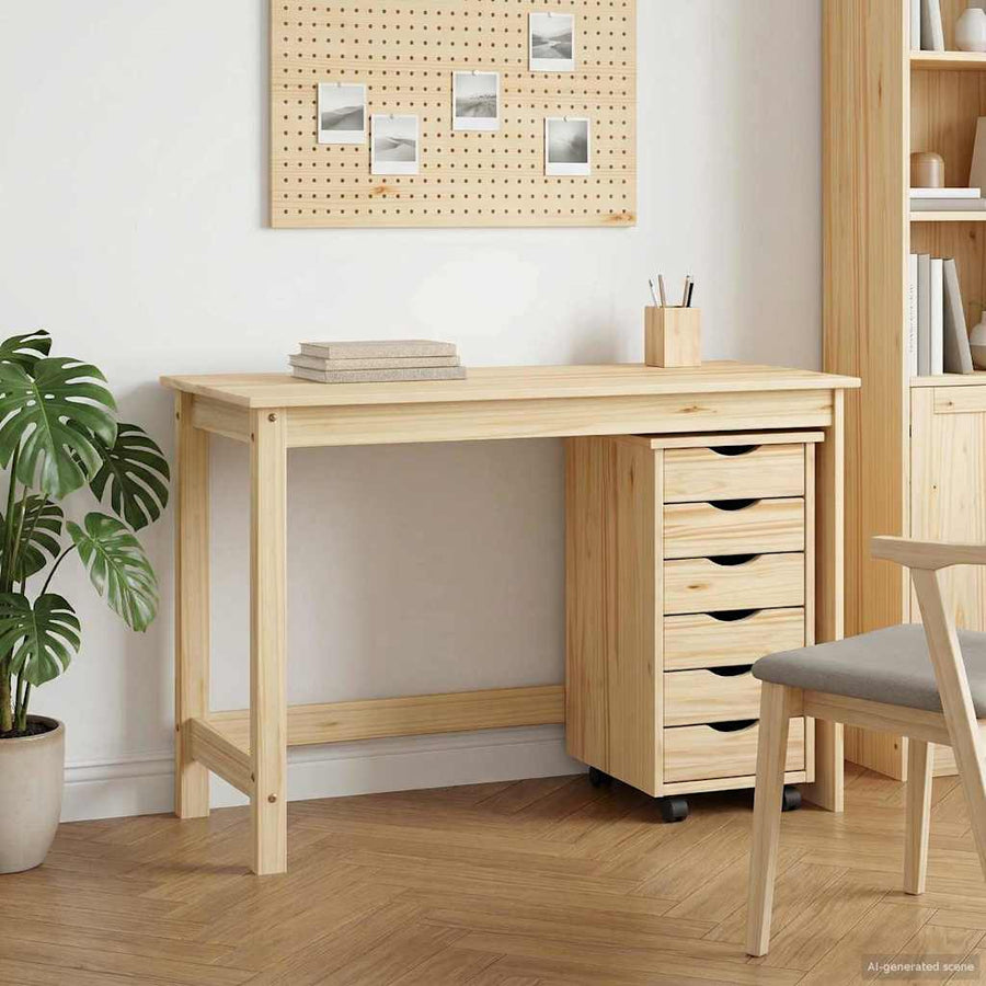 Bureau en rollende kast set MOSS 2 pcs Bruin