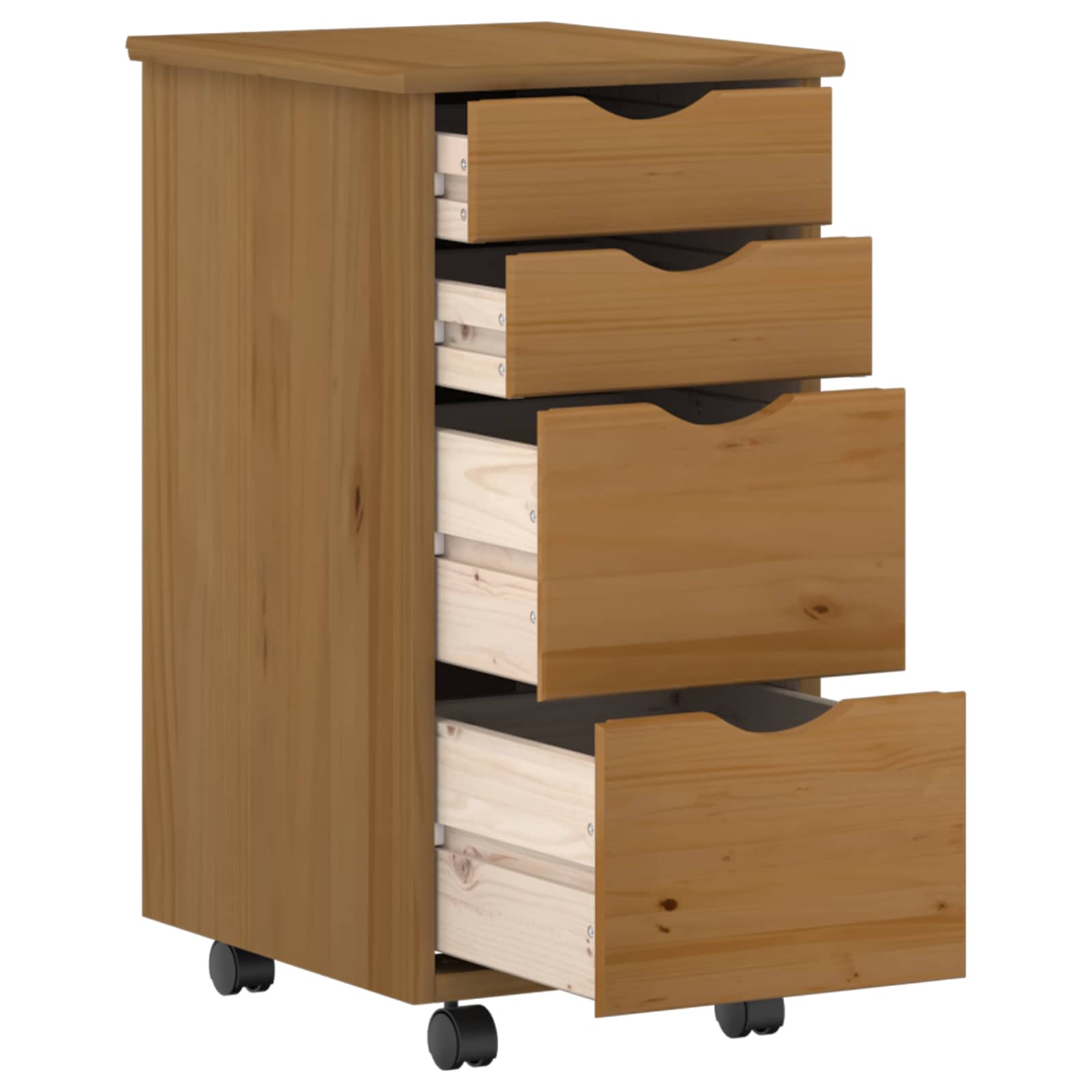 Bureau en rollende kast set MOSS 2 pcs HoningBruin