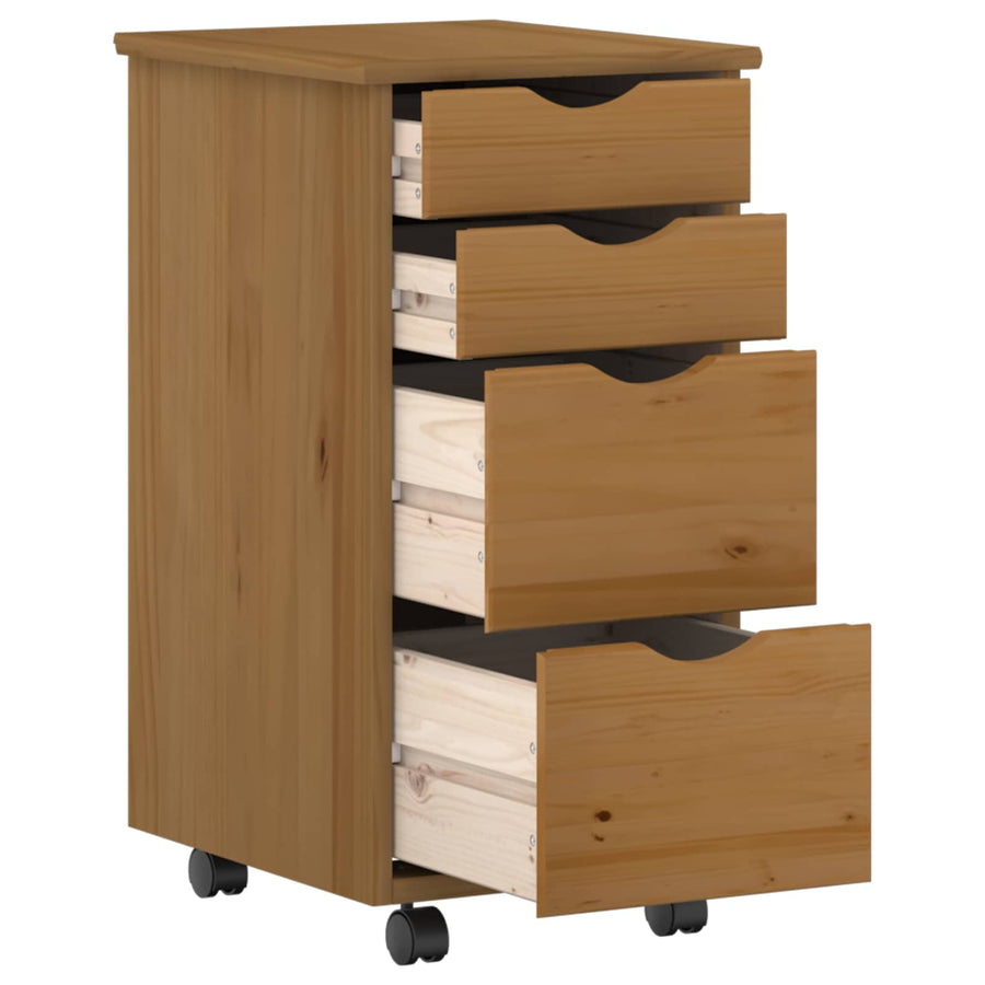 Bureau en rollende kast set MOSS 2 pcs HoningBruin
