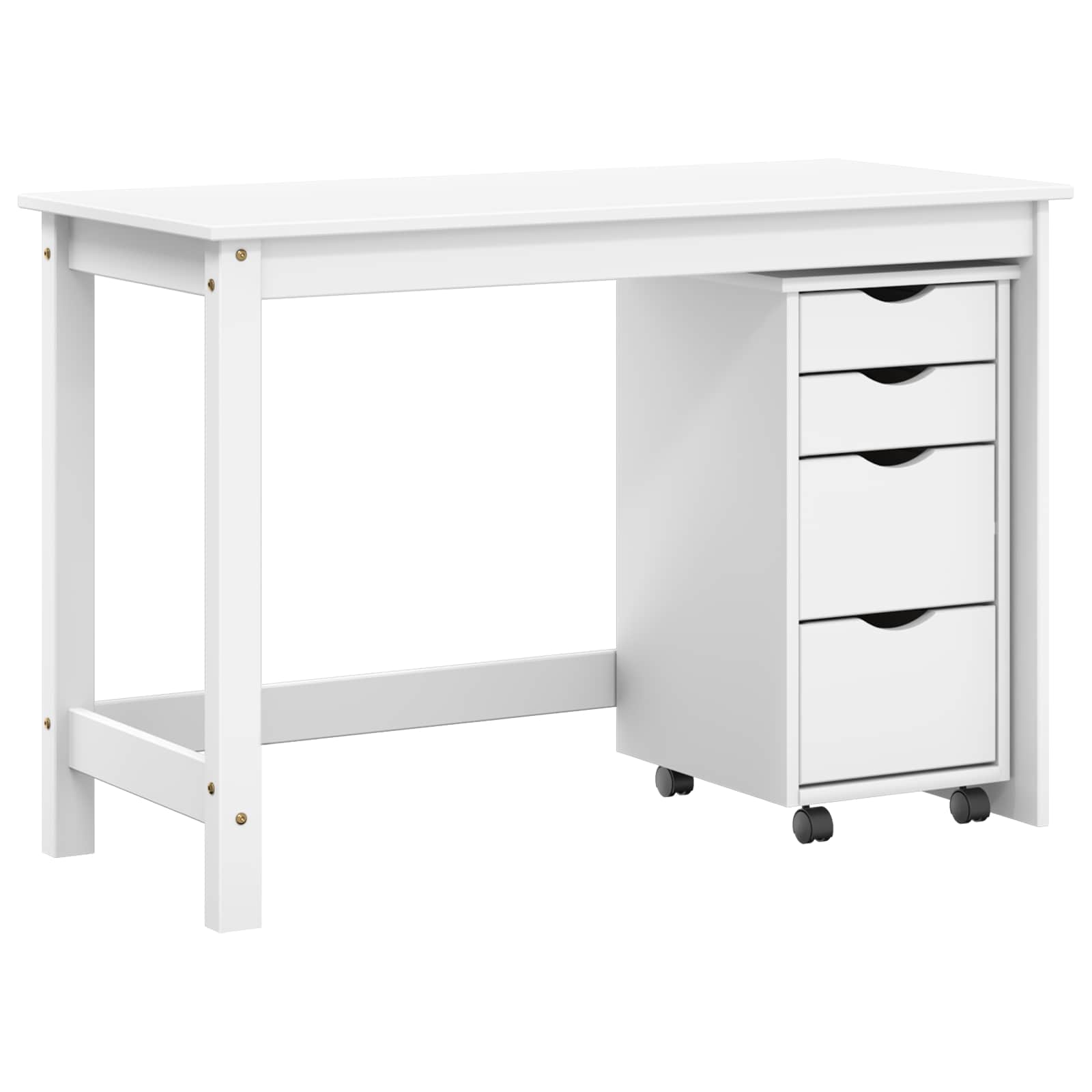 Bureau en rollende kast set MOSS 2 pcs Wit