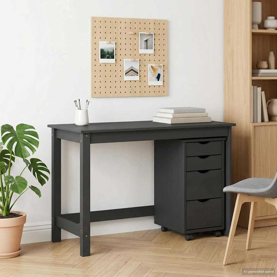 Bureau en rollende kast set MOSS 2 pcs Grijs