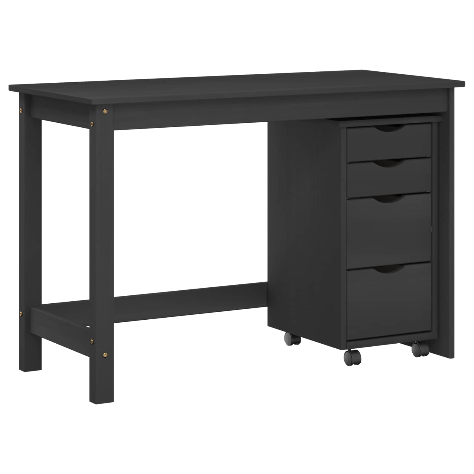 Bureau en rollende kast set MOSS 2 pcs Zwart