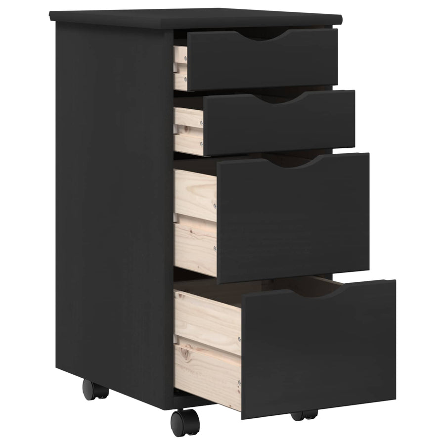 Bureau en rollende kast set MOSS 2 pcs Zwart