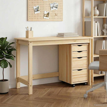 Bureau en rollende kast set MOSS 2 pcs Bruin