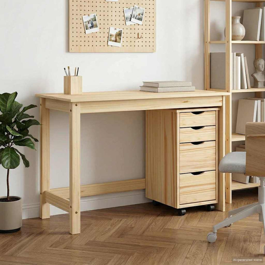 Bureau en rollende kast set MOSS 2 pcs Bruin