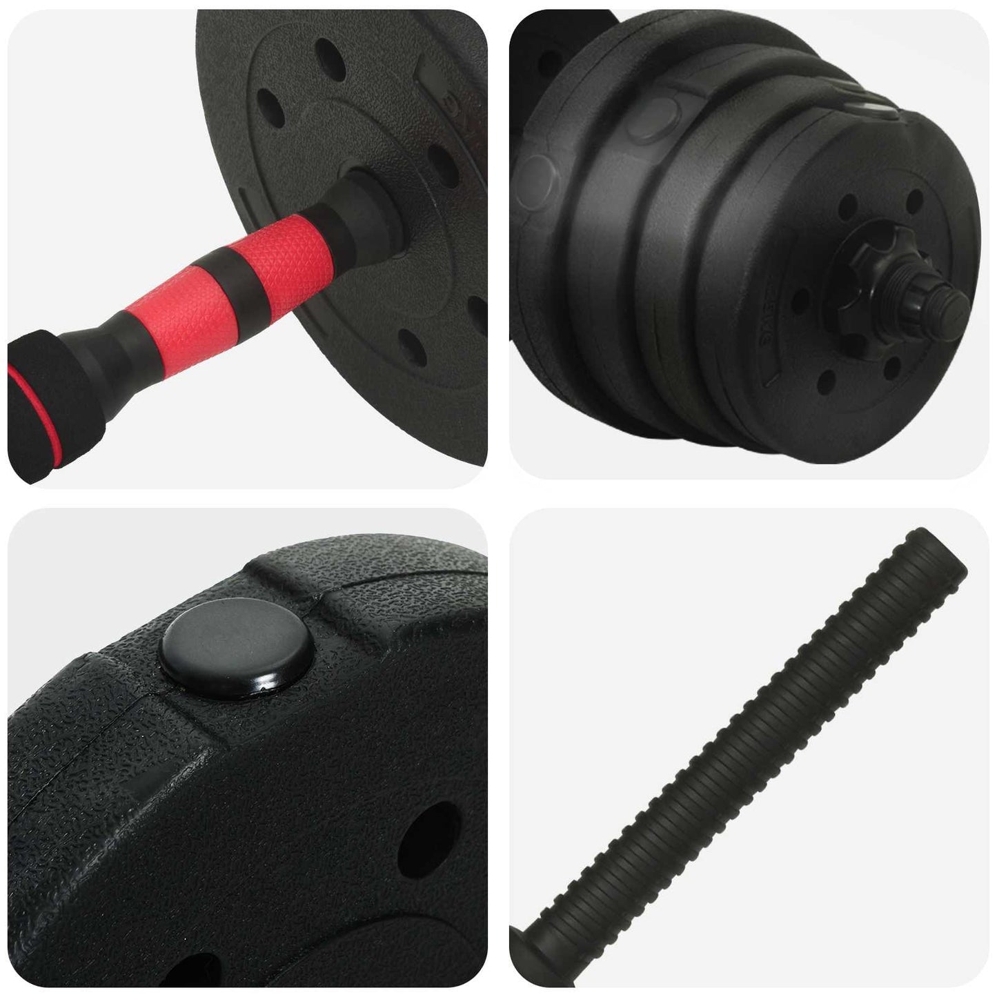2-in-1 Halter Set 40kg Zwart en Rood Cement en ijzeren zand