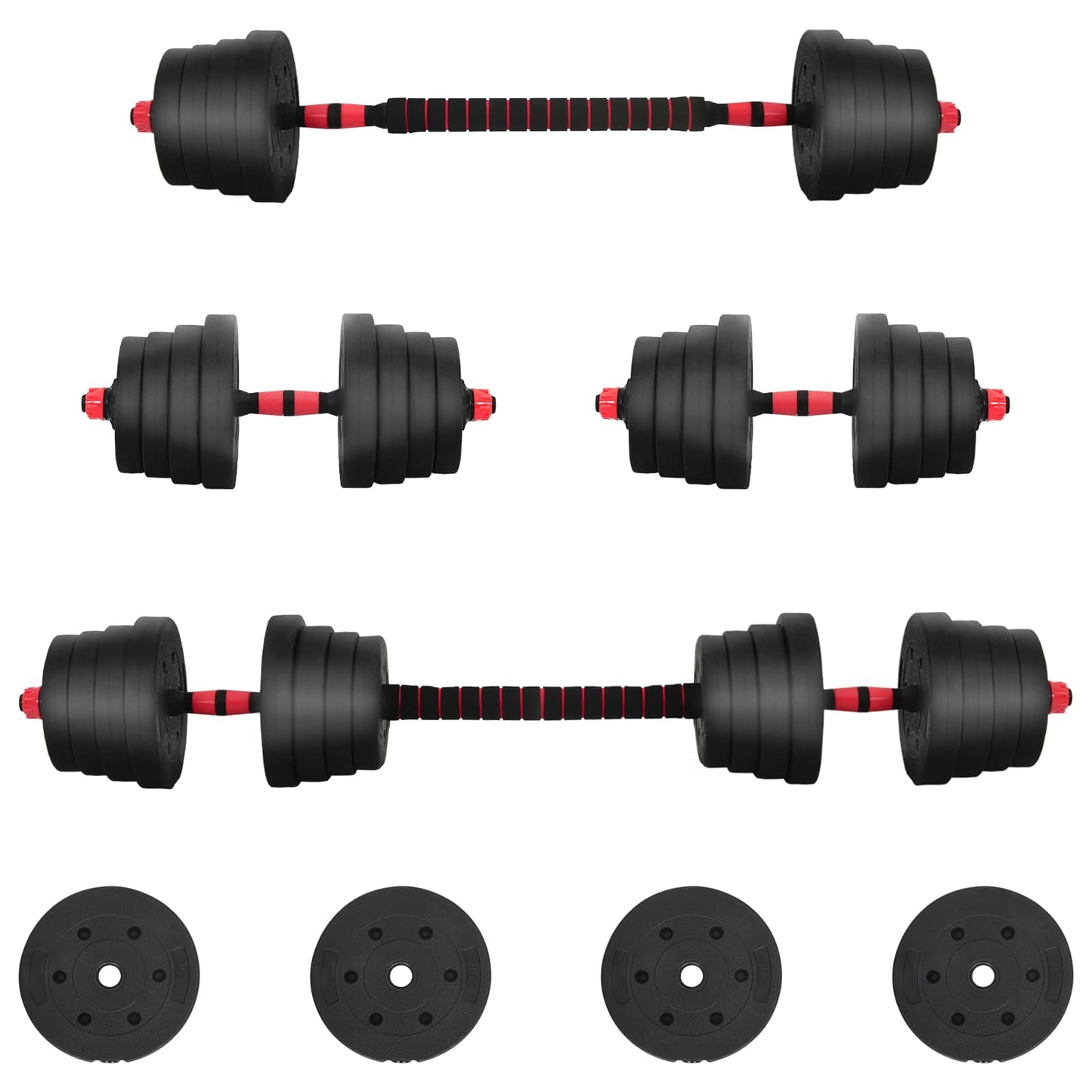 2-in-1 Halter Set 40kg Zwart en Rood Cement en ijzeren zand