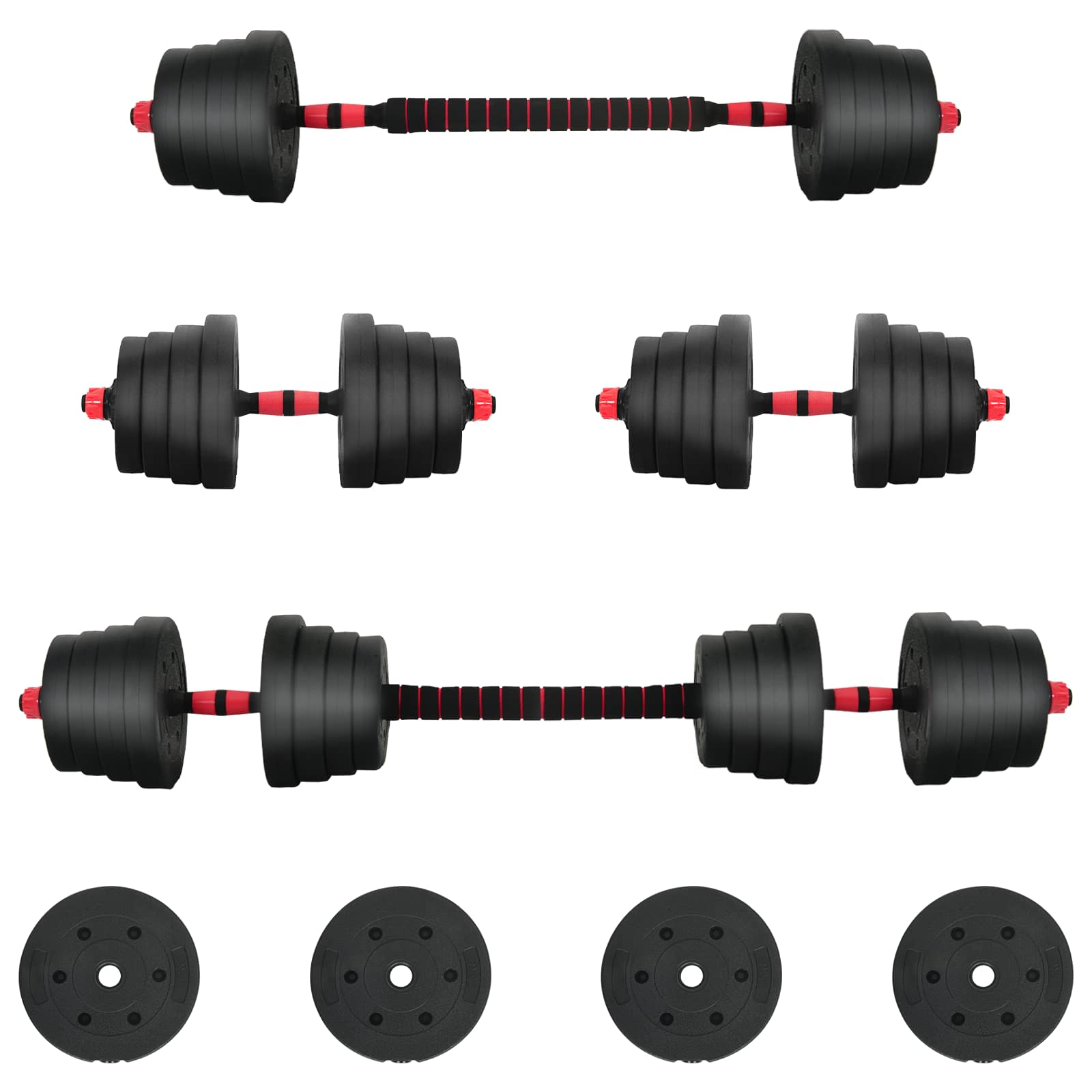 2-in-1 Halter Set 40kg Zwart en Rood Cement en ijzeren zand