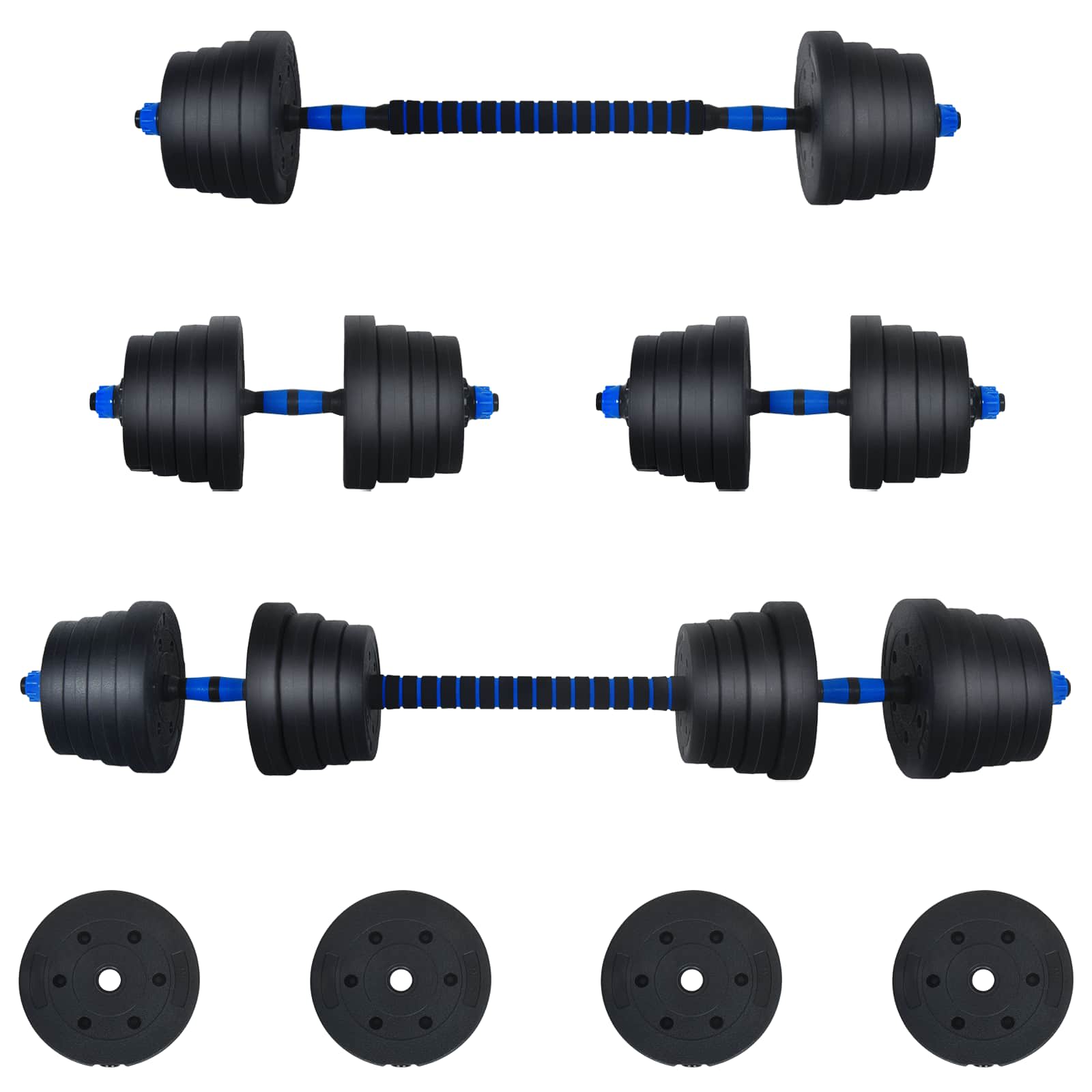 2-in-1 Halter Set 40kg Zwart en Blauw Cement en ijzeren zand