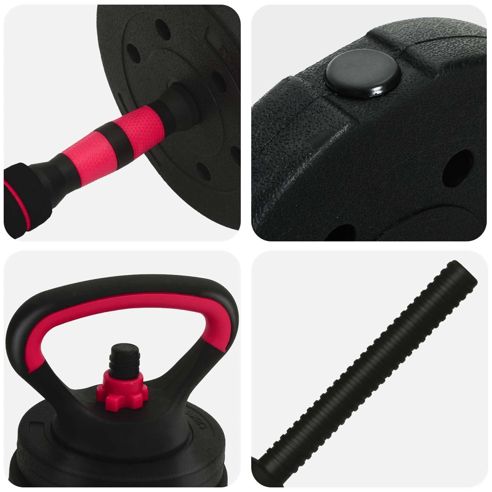 4-in-1 Halterset 40kg Zwart en Rood Cement en ijzeren zand
