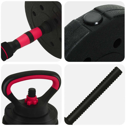4-in-1 Halterset 40kg Zwart en Rood Cement en ijzeren zand