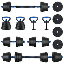 4-in-1 Halterset 40kg Zwart en Blauw Cement en ijzeren zand