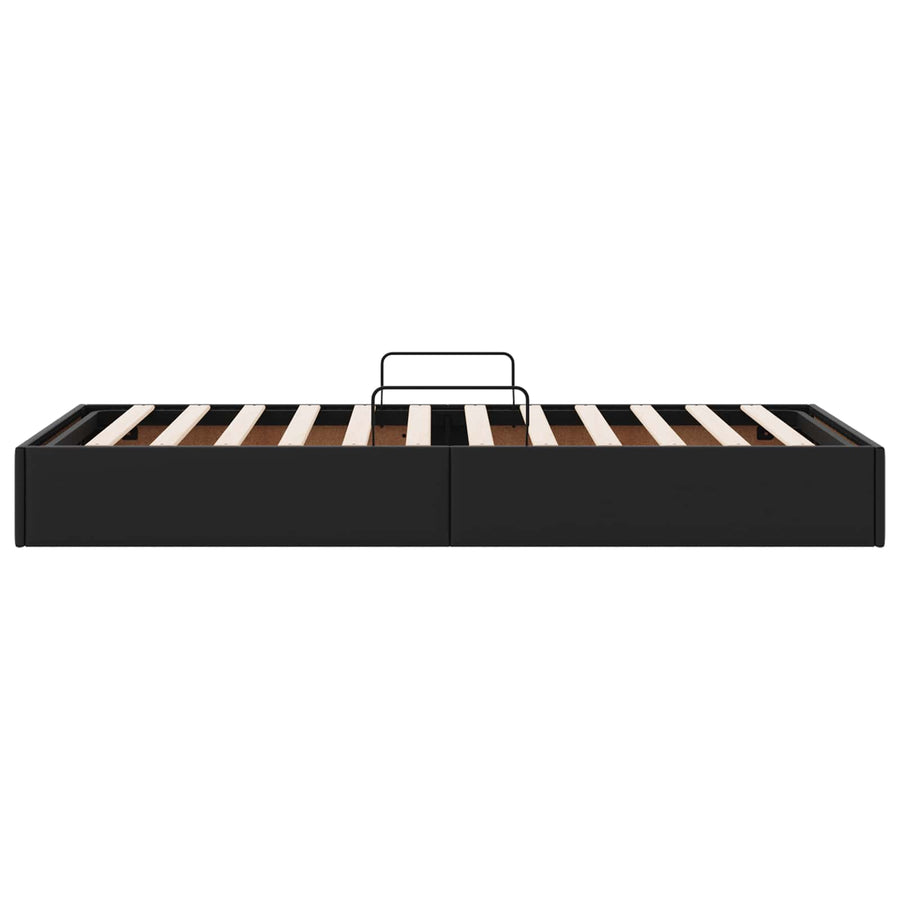 Ottoman Bedframe met opslag Zwart 90 x 190 cm Nep Leer
