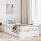 Ottoman Bedframe met opslag Puur Wit 90 x 190 cm Nep Leer