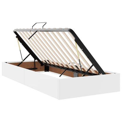 Ottoman Bedframe met opslag Puur Wit 90 x 190 cm Nep Leer