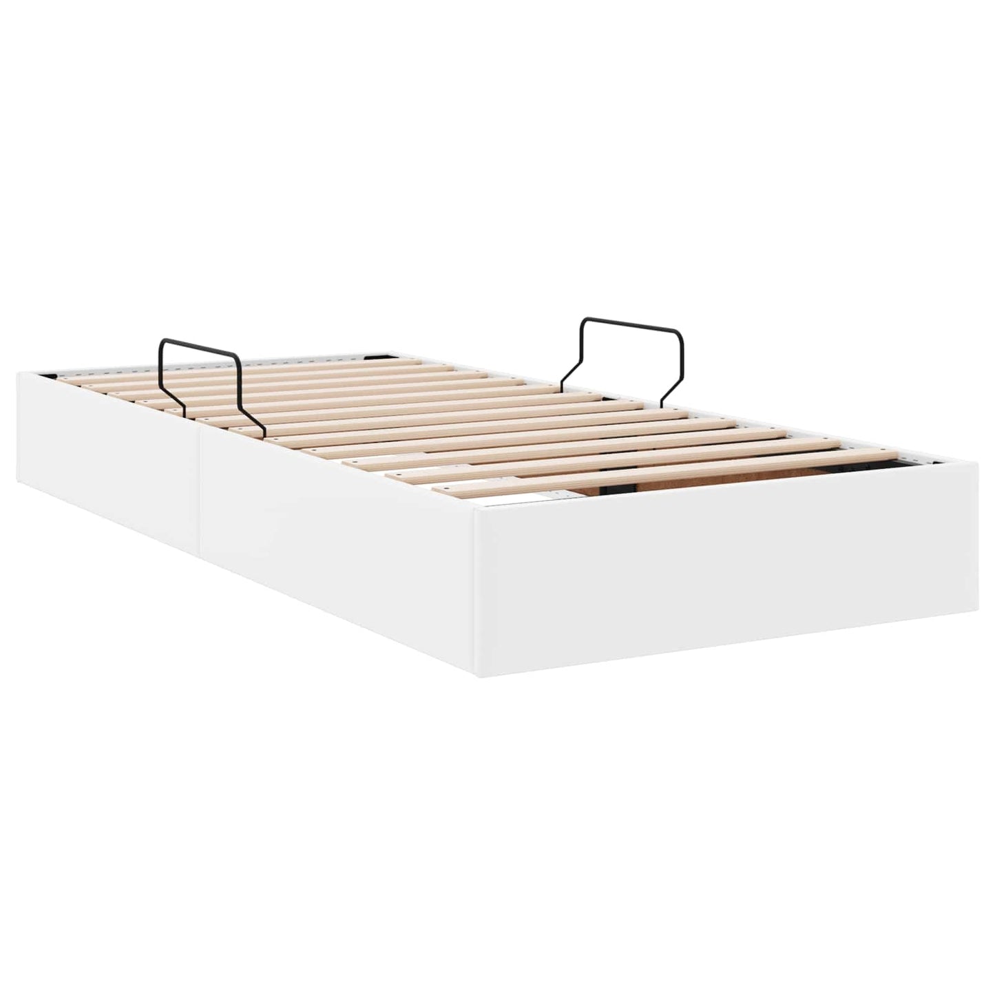 Ottoman Bedframe met opslag Puur Wit 90 x 190 cm Nep Leer