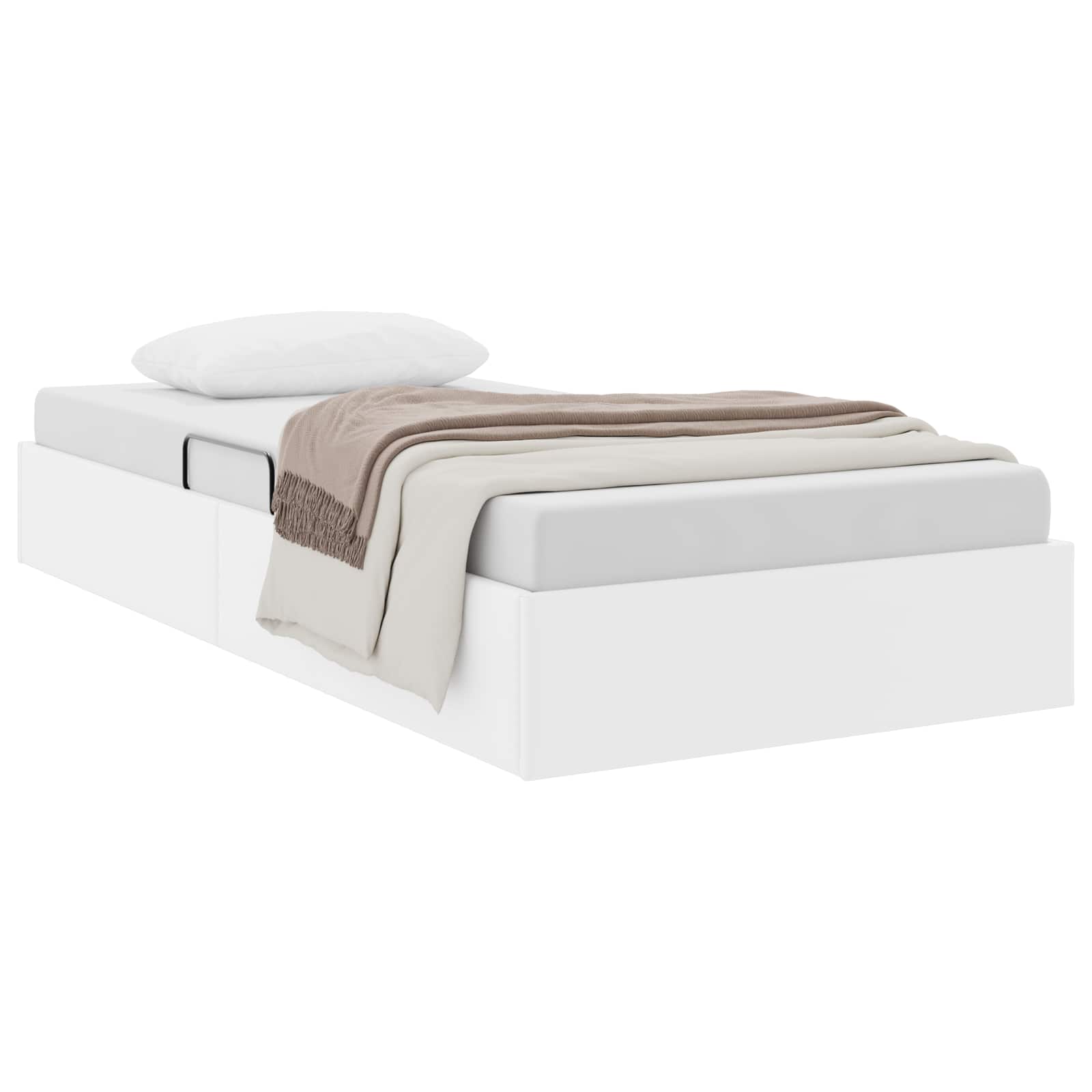 Ottoman Bedframe met opslag Puur Wit 90 x 190 cm Nep Leer
