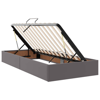 Ottoman Bedframe met opslag Grijs 90 x 190 cm Nep Leer