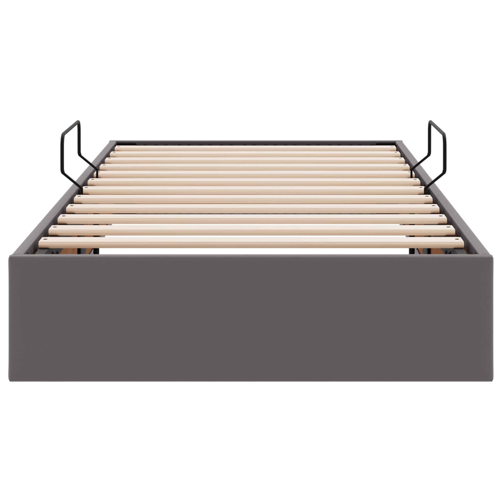 Ottoman Bedframe met opslag Grijs 90 x 190 cm Nep Leer