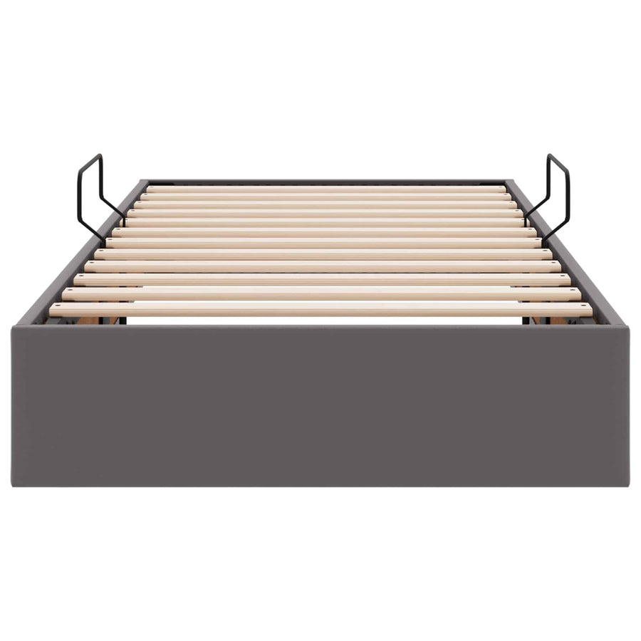 Ottoman Bedframe met opslag Grijs 90 x 190 cm Nep Leer
